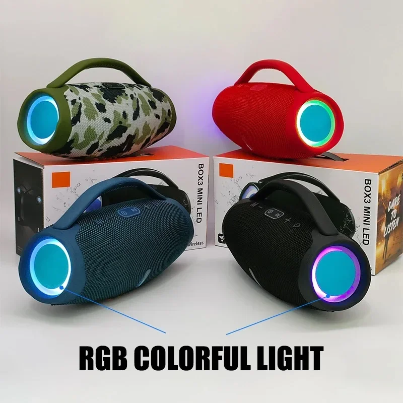 Portable Bluetooth Speaker Waterproof Ipx7 - ポータブルブームボックス3：ワイヤレスBluetoothスピーカー、IPX7防水、屋外用、RGBライト搭載、重低音ステレオスピーカー、パーティーやキャンプに最適。