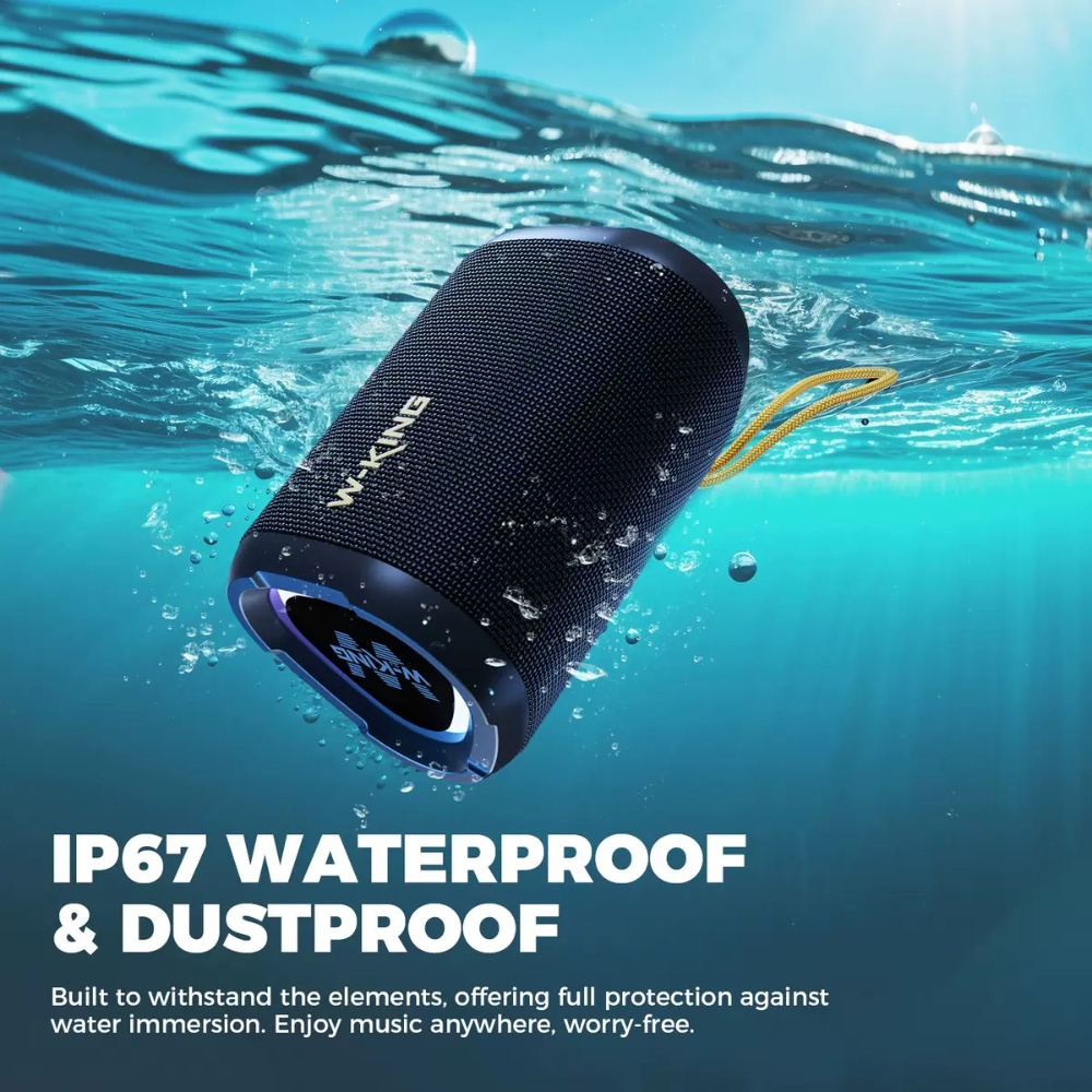 Portable Bluetooth Speaker Waterproof Ipx7 - W-KING D110 ワイヤレススピーカー、重低音、RGBライト、15W出力、IPX7防水、サブウーファー搭載、AUX/TF対応、アウトドアパーティーに最適