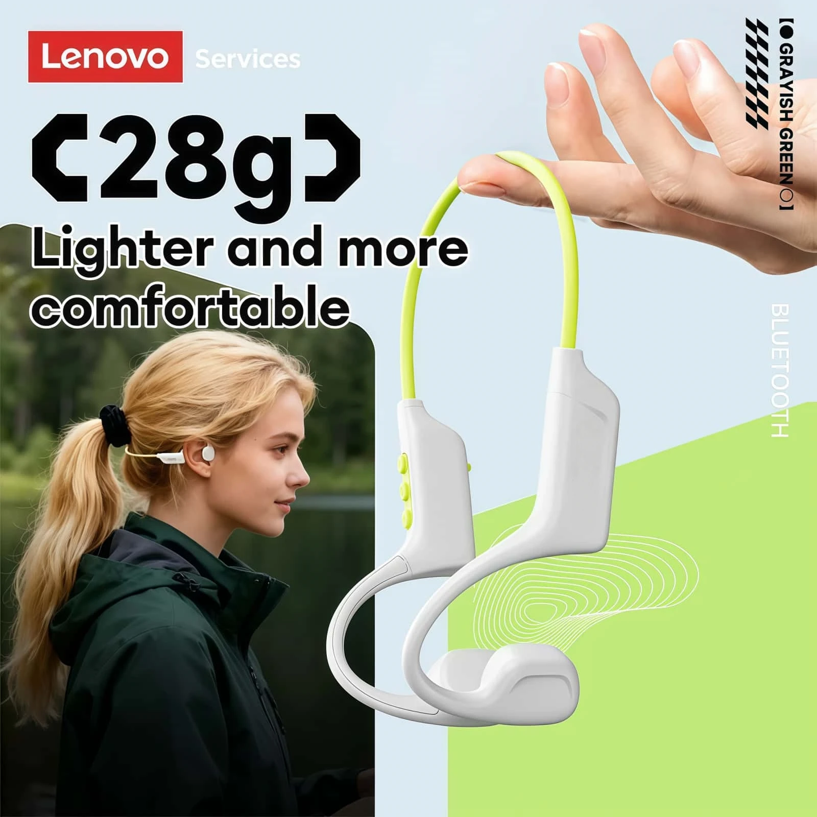 Lenovo S102 イヤホン 骨伝導 Bluetooth - Bone Conduction Running Headphones のレビューと価格