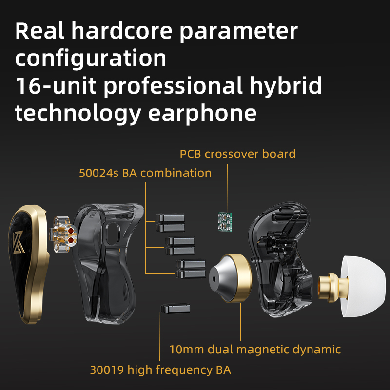 Kz-有線メタルヘッドホン,16ユニット,ハイブリッドテクノ - Planar Magnetic Iem Earphones のレビューと価格